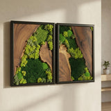 Moss Wall Decor Preserved Moss Art in Solid Cedar Wood Frame | Natural Wooden Wall Decor for Living Room, Office, Home | Zero Maintenance Gift for Nature Lovers 2 Pieces