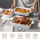 Feenmai Casserole Dishes for Oven, Ceramic Baking Dishes, Porcelain Bakeware Set of 4, Rectangular Baking Pan, White Deep Lasagna Pan with Handle for Cooking, Roasting, Cake, 15.3"/12.8"/11.6"/9.8"