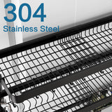 LIVOD Over The Sink Dish Drying Rack,3 Tier Adjustable Length Full Stainless Steel Large Storage Kitchen Dish Rack,for Kitchen Counter Expandable Multifunctional Organizers,Silver(25.5'' to 37.4'')