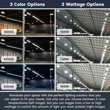 LUXRITE 100/120/150W UFO High Bay LED Shop Lights, Up to 22500 Lumens, 3CCT 3500K-5000K, 5FT Hardwire Cable, Surge Protected, IP65, 120-277V, UL - Warehouse Gym Factory Commercial Lighting 2-Pack