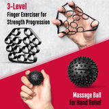 FitBeast Grip Strength Trainer, Hand Gripper Strengthener Kit - 6 Pack with Adjustable Resistance Forearm Strengthener, Forearm Exerciser and Massage Balls for Hand Therapy, Grip Training and Recovery FitBeast