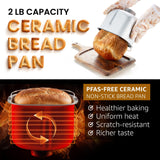 Elite Gourmet Programmable 2-Lb Bread Maker, PFAS Free Ceramic Ceralast™ Pan, Touch Screen Control Panel, 19 Functions, Gluten Free, White, Wheat, Rye & More, 3 Loaf Sizes, Stainless Steel
