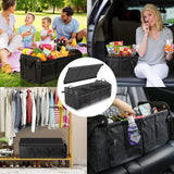 MOJIOO Large Trunk Organizer with Removable Cooler Bag-Collapsible Multi Compartments w/Foldable Cover MOJIOO