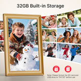 Frameo 10.1 Inch WiFi Digital Picture Frame, 1280x800 HD IPS Touch Screen Photo Frame Electronic, 32GB Storage, Auto-Rotate, Wall Mounted, Share Photos/Videos Instantly from Anywhere - Gold