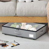 EE-RoomWorld Under Bed Storage with Wheels, No Assemble Required 5.5 inches height grey under bed storage bins,Low Profile Rolling Underbed Shoe Storage containers，dorm underbed storage drawers