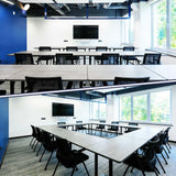 Folding Conference Room Table, Thicken Grey Tabletop, Flip Top Wooden Meeting Table for Office Conference Room, 61.0", Grey, 8