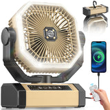 Camping Fan Rechargeable - 9-Inch Battery Powered Fan, 20000mAh(60Hrs) Battery Operated Fan for Camping, Auto Oscillation Cordless Fan, Tent Fan with Remote/Light, 4 Speeds, 4 Timing, Outdoor Orteen