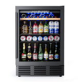 ICEVIVAL 24 In Beverage Refrigerator, 112 Cans & 8 Bottles Wine Fridge with Double-Layer Glass Door, Built-In or Freestanding Wine and Beverage