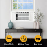 Whirlpool 6,000 BTU Window Air Conditioner with Dehumidifier, 115V, Window AC for Rooms up to 250 Sq. Ft., Living Room, Bedroom, or Kitchen, with Remote Control, Digital Display, and 24H-Timer, White
