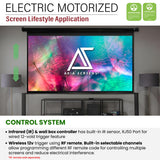 Akia Screens 125-Inch Motorized Projector Screen, 16:9, Electric Drop Down with Remote, Wall or Ceiling Mount, 4K/8K Ready, AK-MOTORIZE125H2.