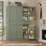 HITHOS 72" Tall Kitchen Pantry Storage Cabinet w/Drawers & Shelves, Green