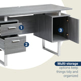 Techni Mobili Office Desk with Storage Drawers and Cabinet 51.25” W - Modern Office Desk with Large Floating Desktop Surface