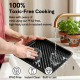 VAL CUCINA 6-in-1 Air Fryer Toaster Oven Combo, Compact 12.7 QT Small Countertop Convection Oven, Fits 9" Pizza & 4 Toast, Hexagon Hybrid Heating, Enamel Baking Pan