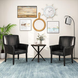 GIANTEX Set of 2 Office Guest Chair, Upholstered Faux Leather Chair with Arms, Rubber Wood Legs, Reception Chair, Executive Accent Armchair, Side Chair for Waiting Room, Meeting Room, Living Room