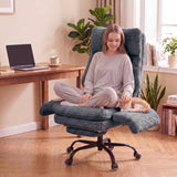 Teddy Fleece High Back Executive Office Chair with Flip Armrests (Grey)