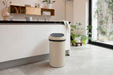 Brabantia 16 Gallon Large Kitchen Touch Top Trash Can (Soft Beige) Removable Lid, Soft-Touch Open Garbage Can