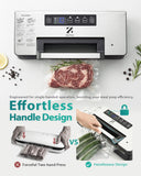 Zachvo Dual Pump Vacuum Sealer for Food Storage & Sous Vide, Handle Lock, Double Heat Seal 5mm Wide, Built-in Cutter & Bag Roll Storage, External Vacuum Port, Dry/Moist Modes, Starter Kit Included