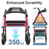 HOMLAND Foldable Rollator Walker with Seat for Seniors, 16" Enlarged Seat
