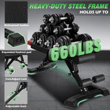 HEMERIS Adjustable Weight Bench 32 In Backrest, Foldable Workout Bench for home gym 660 LBS Incline/Decline Bench Press Exercise Equipment 85°to -30°FID Strength Weight Training(Black)