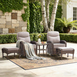 Luxury Patio Furniture Set with Swivel Chairs & 6-Inch Thick Cushions, Outdoor High Back Swivel Rocker Patio Chairs, 5PCS Wicker Outdoor Furniture Set for Porch, Yard, Deck, Poolside, Brown/Beige