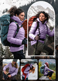 ATLASLAVA Women's Packable Puffer Jacket Hooded LightWeight Down Coat Winter Windproof Warm Quilted Short Light Purple XL