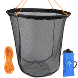 Drasry High Load-Bearing Aluminum Ring Bridge and Pier Fishing Net Landing Net Foldable Drop Net for Saltwater Freshwater Pier Fishing Baskets Net Collapsible 49.2 FT Rope（23.6 * 23.6 * 27.5 in）