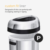 simplehuman 60 Liter / 15.9 Gallon Large Semi-Round Open Top Trash Can Commercial Grade Heavy Gauge, Brushed Stainless Steel simplehuman