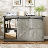 Halitaa 47.8” Farmhouse File Cabinet with Sliding Barn Door, Grey