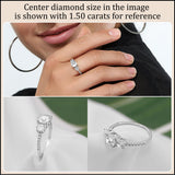 ALLORYA 925 Sterling Silver Three Stone Engagement Ring for Women with 1.00 ctw, Round (0.25 Ct Center & 0.75 ct Side) Lab Grown White DiamondSize 7