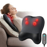 Back & Neck Massager with Heat, 4D Deep Tissue Shiatsu Massage Pillow with Hand Controller, 3 Modes & 3 Speeds, Ergonomic Full Back Support, Soft Molded Foam, for Pain Relief Home Office Chair Use