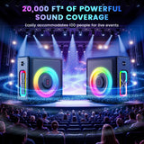 Karaoke Machine, Portable Bluetooth 5.3 Speaker with 2 Wireless Microphones for Adults, 200W Retro Leather PA System with Pitch Correction, Supports TV/TWS/TF Card/USB/AUX/Live (2MICS)