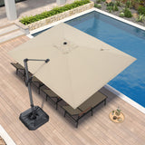 PURPLE LEAF Cantilever Umbrella 9' x 11.5' Rectangle 360° Rotation Beige
