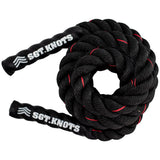 SGT KNOTS Twisted Battle Jump Rope - Weighted Strength Training Jump Rope for Fitness, Crossfit, Battling (1.5" x 10ft, Black with Red Tracer) SGT KNOTS