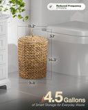 BLUEWEST Wicker Bathroom Trash Can with Lid, 4 Gal Water Hyacinth Trash Can