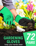 72 Pairs Gardening Work Gloves Bulk for Men Women, Rubber Coated Garden Multipack Safety Construction Glove (Green)