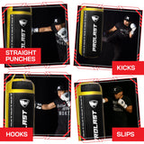 PROLAST 4Ft 135Lb XL Heavy Punching Boxing Bag for Adults, MMA, Martial Arts, Muay Thai, Kicking, Strength Training Equipment, Filled, New Edition Logo, Black and Yellow