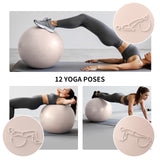 FITMIND Extra Thick Yoga Ball with Training Instruction, Anti-Burst Slip Resistant Exercise Ball with Pump for Pilates,Physical Therapy,Pregnancy Stability,Birthing Ball 22in 26in 30in