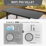 PHI VILLA Patio Expandable Metal Dining Table for 6-8, Black