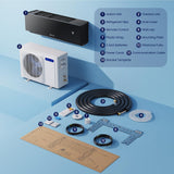 DELLA Umbra Series 12000 BTU Mini Split Work with Alexa 20 SEER2 Cools Up to 550 Sq.Ft Energy Saving Split AC & Pre-Charged 1 Ton Heat Pump Ductless Inverter System