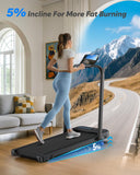 Foldable Treadmill with Incline, Compact Walking Pad Treadmill with Safety Handle Bar, 3.0HP Quiet Under Desk Treadmills