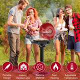 Giantex Electric BBQ Grill 1600W, Removable Non-Stick Grill Rack, Warming Rack, Oil Drip Tray, Adjustable Temperature, Portable Outdoor Electric Grill for Camping Picnic Tailgating, Red & Black