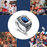 Oseew 2027 Personalized Men's Square Class Graduation Ring (White Gold)