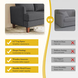 Busaurus 3 Seater Sofa Couch with Deep Seats, 89" Mid Century Modern Upholstered Sofa with Armrests, Comfy Couches for Living Room, Bedroom, Apartment and Office (Dark Grey)