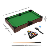 Mini Pool Table - 20-Inch Portable Tabletop Billiards Game with Cue Balls, Sticks, Chalk, Brush Hey! Play!
