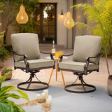 MELLCOM Swivel Patio Chairs Set of 8 with Khaki Cushions for Outdoor Dining