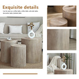 MOOLSUN Modern Nesting Coffee Table Round Wooden Drum End Tables for Small Space Living Room, Bedroom, Balcony, Office (A-Wood Color 1)