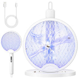 YISSVIC 2 in 1 Mosquito Killer Racket, 4000V Foldable Electric Fly Swatter with Charging Base & Purple Light, Rechargeable 1800mAh Bug Zapper Indoor for Home, Patio, Backyard, Camping Use