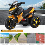 12V Electric Kids Motorcycle for 3-8 Year Old Boys Girls, 3-Wheel Ride-On Toy Motorbike with Lighting Wheels, Music Player (Connect with Phone) and Hand Drive (Yellow)
