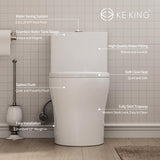 Toilet with Soft Close Toilet Seat, 12'' Rough-In Toilet KK KE KING