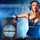 Pyle Wireless Portable PA Speaker System -1200W High Powered Bluetooth Compatible Indoor&Outdoor DJ Sound Stereo Loudspeaker wITH USB MP3 AUX 3.5mm Input, Flashing Party Light & FM Radio -PPHP1544B
